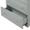 Wide Bathroom Storage Cabinet, Freestanding Storage Cabinet with Two Drawers and Adjustable Shelf, MDF Board with Painted Finish, Grey