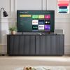 Sideboard Storage Cabinet TV Stand with wave pattern Buffet Cabinet Wooden Vertical Striped Cabinet for Kitchen/Bedroom/Entryway. Black, 64''W x 15''D