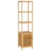 100% Bamboo Bathroom Rack 5-Layer Multifunctional Adjustable Shelf Natural
