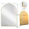24x36 Inch Arched Recessed Medicine Cabinet, Metal Framed Bathroom Wall Cabinet with Mirror and Adjustable Shelves, Wall Mirror with Storage for Bathr