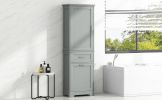 Tall Bathroom Storage Cabinet, Freestanding Storage Cabinet with Two Different Size Drawers and Adjustable Shelf, MDF Board with Painted Finish, Grey