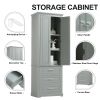 Tall Storage Cabinet with Three Drawers for Bathroom/Office, Grey