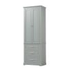 Tall Storage Cabinet with Three Drawers for Bathroom/Office, Grey
