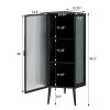 22.25'' Floor Coner Cabinet,Three Tiers with Tempered Glass Doors and Storage Shelves for Bathroom, Living Room and Bedroom (Black)
