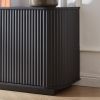 Sideboard Storage Cabinet TV Stand with wave pattern Buffet Cabinet Wooden Vertical Striped Cabinet for Kitchen/Bedroom/Entryway. Black, 64''W x 15''D