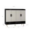 Shoe Cabinet with 4 Doors Large Modern Shoe Storage Organizer Cabinet with Adjustable Shelves for Entryway Slim Black Shoe Rack Cabinet for Closet