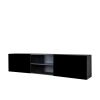 FCH Modern Minimalist Floating TV Stand for 65-inch TVs; High Glossy Wall-Mounted Entertainment Center with 2 Large Drawers & Display Shelves; Black