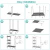 Metal Garment Hanging Rack Shoe Clothing Organizer Shelves Freestanding Clothing Hanging Rail Clothes Wardrobe Shoe Display Organizer with 1 Hanging R