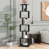 6 tier Rotating Bookshelf, Floor Rack Simple Bookcase with Acrylic plate Student Multi-Function Creative Bookshelf for Living Room with anti-toppling