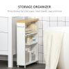 kleankin Slim Bathroom Cabinet with Wheels Storage Organizer, White