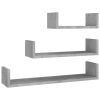Wall Display Shelf 3 pcs Concrete Gray Engineered Wood