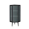 22.25'' Floor Coner Cabinet,Three Tiers with Tempered Glass Doors and Storage Shelves for Bathroom, Living Room and Bedroom (Black)