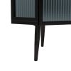 22.25'' Floor Coner Cabinet,Three Tiers with Tempered Glass Doors and Storage Shelves for Bathroom, Living Room and Bedroom (Black)