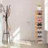 8 Tier Entryway Wooden Shoe Rack Vertical Shoe Shelf Stand Storage Organizer Small Space Saving Corner Shoe Tower Entryway Hallway Closet