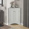 Grey Triangle Bathroom Storage Cabinet with Adjustable Shelves, Freestanding Floor Cabinet for Home Kitchen