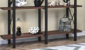 Cunda 5 Tier Bookcase, Metal Frame Wood Base Bookshelf, Walnut