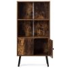 2-Tier Retro Bookcase Bookshelf with 3 Compartment