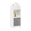 Kids Dollhouse Bookcase with Storage, 2-Tier Storage Display Organizer, Toddler Bookshelf with Collapsible Fabric Drawers for Bedroom or Playroom (Whi