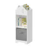 Kids Dollhouse Bookcase with Storage, 2-Tier Storage Display Organizer, Toddler Bookshelf with Collapsible Fabric Drawers for Bedroom or Playroom (Whi