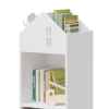 Kids Dollhouse Bookcase with Storage, 2-Tier Storage Display Organizer, Toddler Bookshelf with Collapsible Fabric Drawers for Bedroom or Playroom (Whi