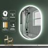 32X20 Inch Bathroom Mirror with Lights, Anti Fog Dimmable LED Mirror for Wall Touch Control, Frameless Oval Smart Vanity Mirror Vertical Hanging