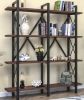Cunda 5 Tier Bookcase, Metal Frame Wood Base Bookshelf, Walnut
