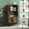 2-Tier Retro Bookcase Bookshelf with 3 Compartment