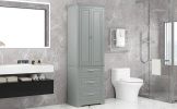 Tall Storage Cabinet with Three Drawers for Bathroom/Office, Grey