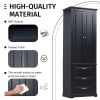 Tall Storage Cabinet with Three Drawers for Bathroom/Office, Black
