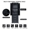 Tall Storage Cabinet with Three Drawers for Bathroom/Office, Black