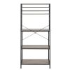 5-Tier Kitchen Bakers Rack with 10 S-Shaped Hooks; Industrial Microwave Oven Stand; Free Standing Kitchen Utility Cart Storage Shelf Organizer (Rustic
