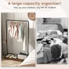 Rolling Garment Rack with Hanging Hooks and Bottom Storage Shelf