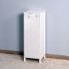 White Wooden Floor Cabinet Storage Organizer with Drawer and Single Shutter Door - Elegant Bathroom Corner Unit