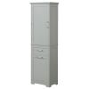 Tall Bathroom Storage Cabinet, Freestanding Storage Cabinet with Two Different Size Drawers and Adjustable Shelf, MDF Board with Painted Finish, Grey