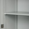 Tall Bathroom Storage Cabinet, Freestanding Storage Cabinet with Two Different Size Drawers and Adjustable Shelf, MDF Board with Painted Finish, Grey