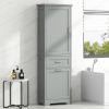 Tall Bathroom Storage Cabinet, Freestanding Storage Cabinet with Two Different Size Drawers and Adjustable Shelf, MDF Board with Painted Finish, Grey