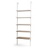 5-Tier Wood Look Ladder Shelf with Metal Frame for Home