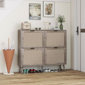 4 Door Shoe Rack, Freestanding Modern Shoe Storage Cabinet, for Entryway (Color: as Pic)