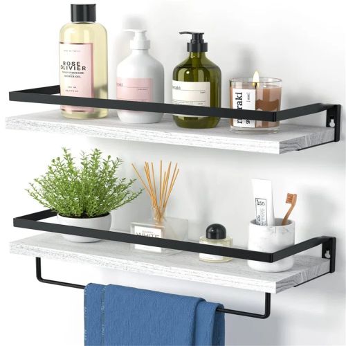 Bathroom Shelf with Towel Bar Set of 2 Bathroom Shelf with Towel Bar Set of 2