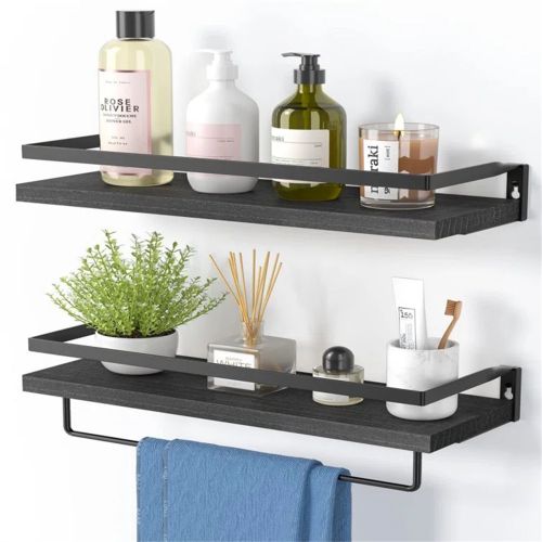 Bathroom Shelf with Towel Bar Set of 2 Bathroom Shelf with Towel Bar Set of 2