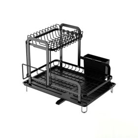 Tableware Organizer Kitchen Countertop Storage Shelf (Color: black, Type: Style A)