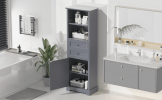 Bathroom Storage Cabinet, Tall Storage Cabinet with Two Drawers, Open Storage, Adjustable Shelf