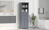 Bathroom Storage Cabinet, Tall Storage Cabinet with Two Drawers, Open Storage, Adjustable Shelf