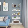 5-Shelf Wood Ladder Bookcase with Metal Frame Industrial 5-Tier Modern Ladder Shelf
