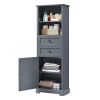 Bathroom Storage Cabinet, Tall Storage Cabinet with Two Drawers, Open Storage, Adjustable Shelf