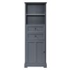 Bathroom Storage Cabinet, Tall Storage Cabinet with Two Drawers, Open Storage, Adjustable Shelf
