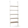 5-Tier Wood Look Ladder Shelf with Metal Frame for Home