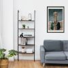 5-Tier Wood Look Ladder Shelf with Metal Frame for Home