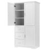 Tall and Wide Storage Cabinet with Doors for Bathroom/Office, Three Drawers