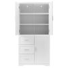 Tall and Wide Storage Cabinet with Doors for Bathroom/Office, Three Drawers